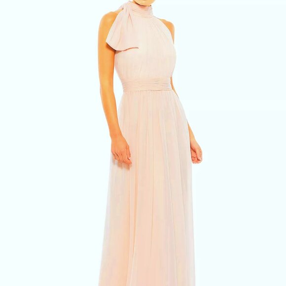Mac Duggal Blush Sleeveless Chiffon Gown
